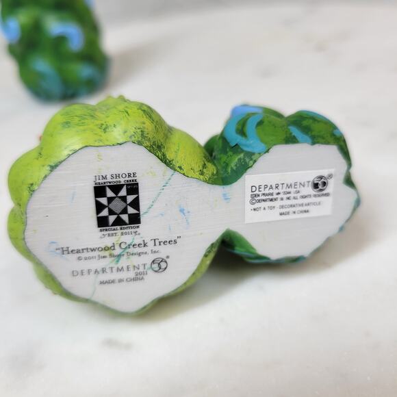 VINTAGE Jim Shore Heartwood Creek Dept 56 Trees 3.7" Green Retired Set of 2 - Picture 15 of 16